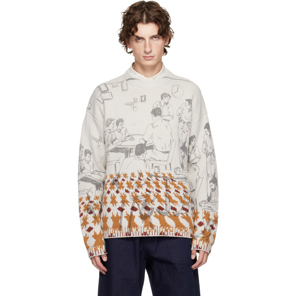 Jw Anderson Gray Print Jacquard Sweater 