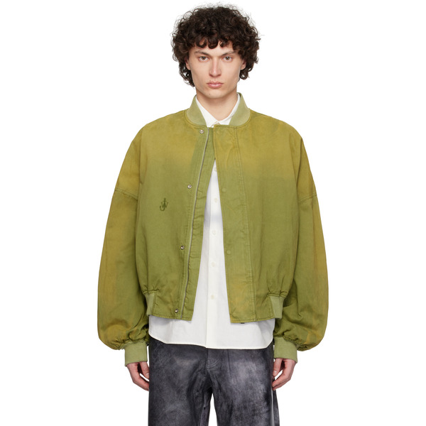  Jw Anderson Green Relaxed Cotton Bomber Jacket 