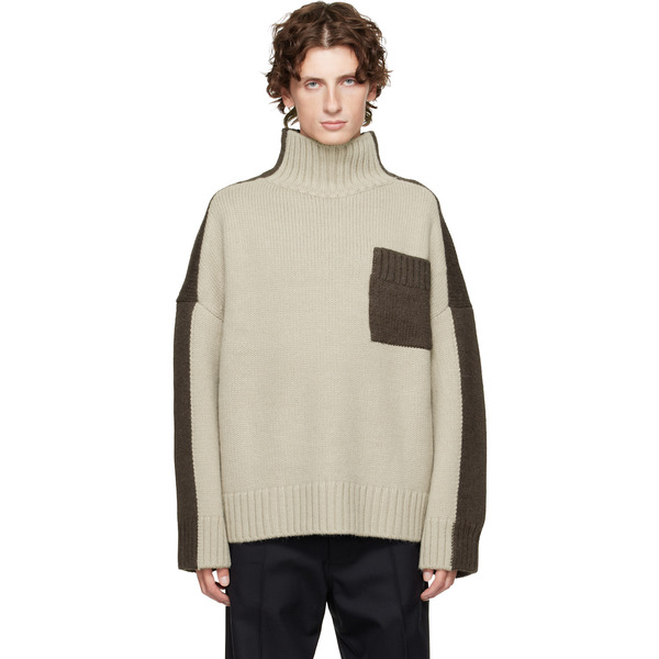  Jw Anderson Khaki Two Tone Patch Pocket Turtleneck 