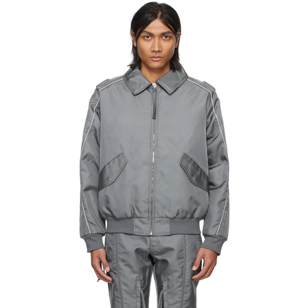  Kanghyuk Gray Lock Stitched Bomber Jacket 