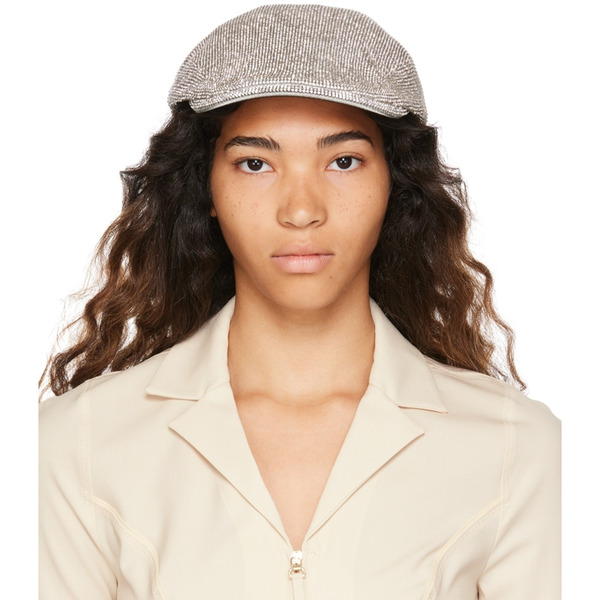  Kara Black Crystal Mesh Flat Cap 
