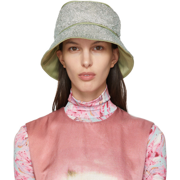  Kara Ssense Exclusive Green Crystal Mesh Bucket Hat 