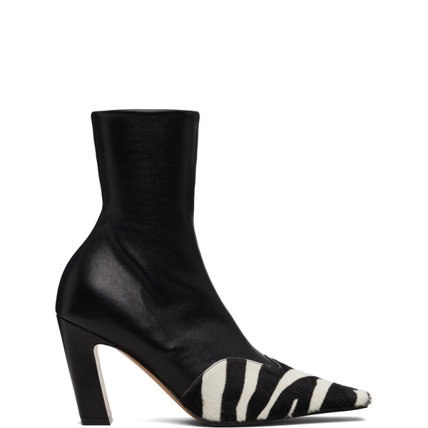  Khaite Black & White Nevada Stretch High Boots 