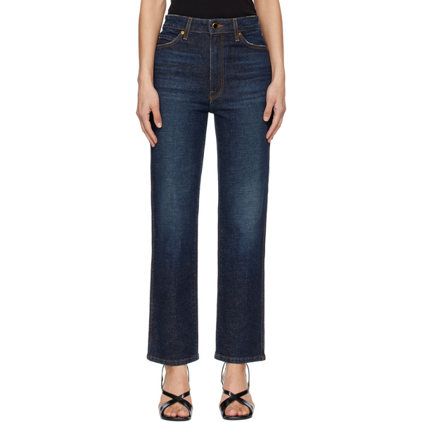  Khaite Navy Abigail Stretch Jeans 