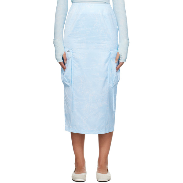  Kijun Blue Drawing Cargo Midi Skirt 