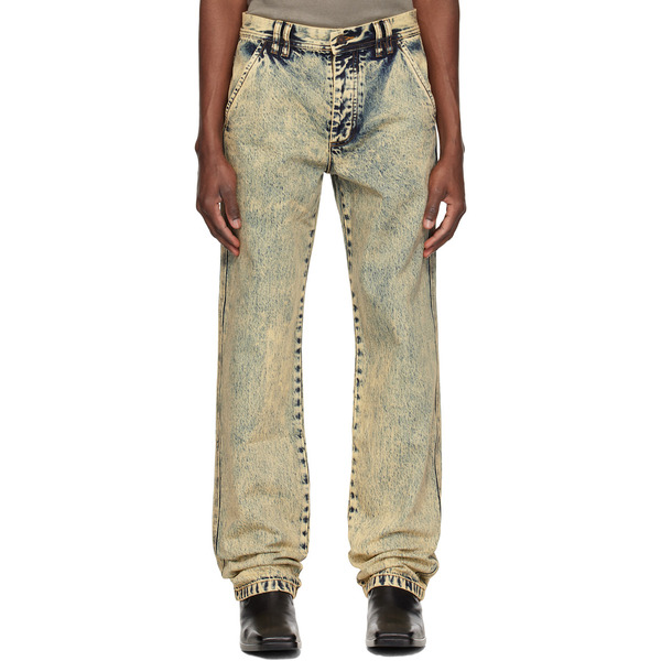  Kusikohc Navy & Beige Washed Jeans 