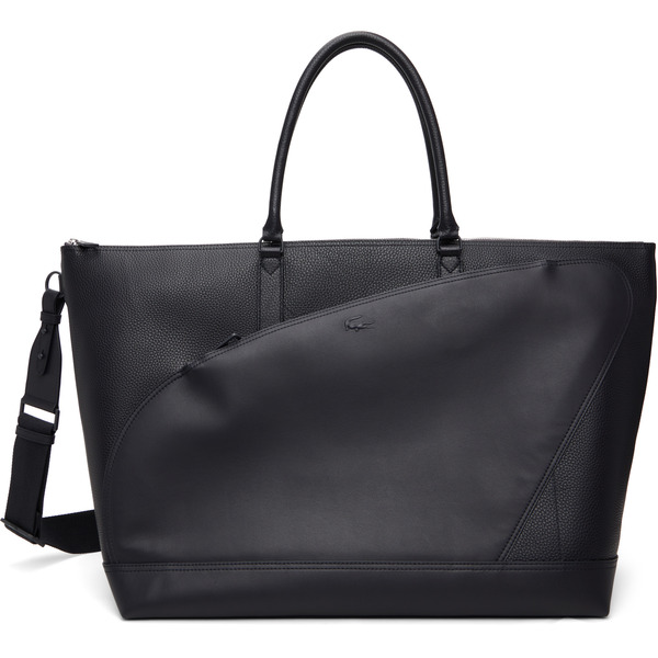  Lacoste Black 'club Lacoste' Grain Leather Weekend Tote 