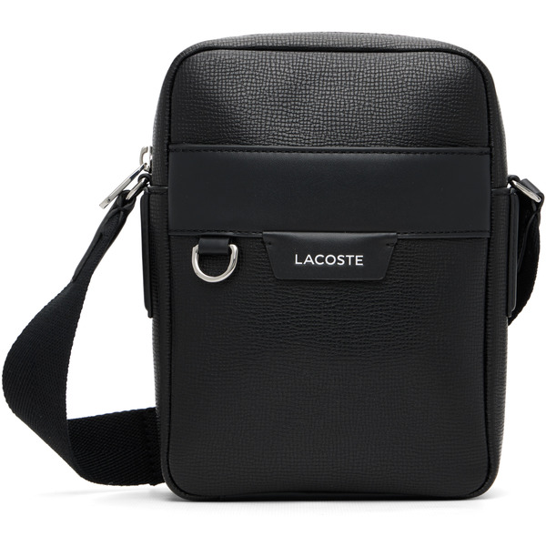  Lacoste Black Ossian Leather Satchel Bag 