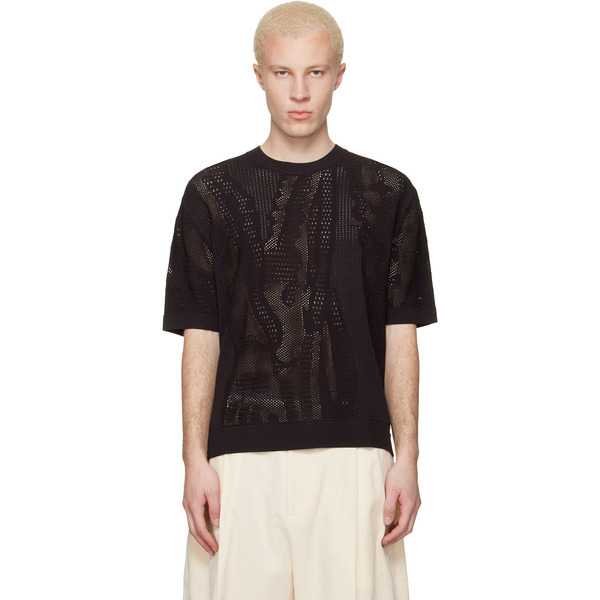  Lacoste Brown Relaxed Fit Short Sleeved Sweater Top 
