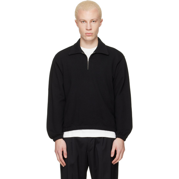  Lady White Co. Black Topper Quater Zip Sweater 