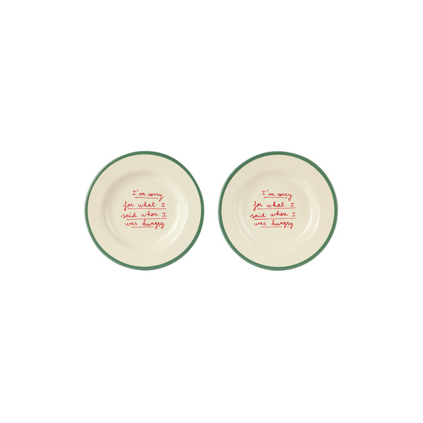  Laetitia Rouget Green & White 'i'm Sorry For...' Dessert Plate Set 