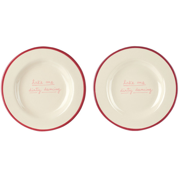  Laetitia Rouget Red & White 'take Me Dirty Dancing' Dessert Plate Set 