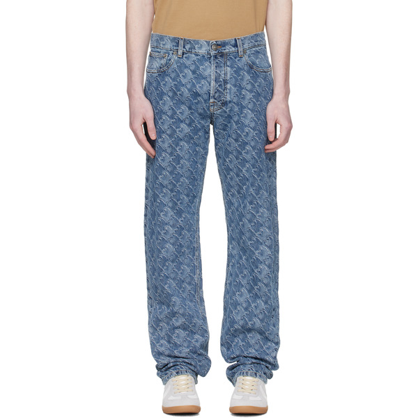  Lanvin Blue Lunar Year Jacquard Jeans 