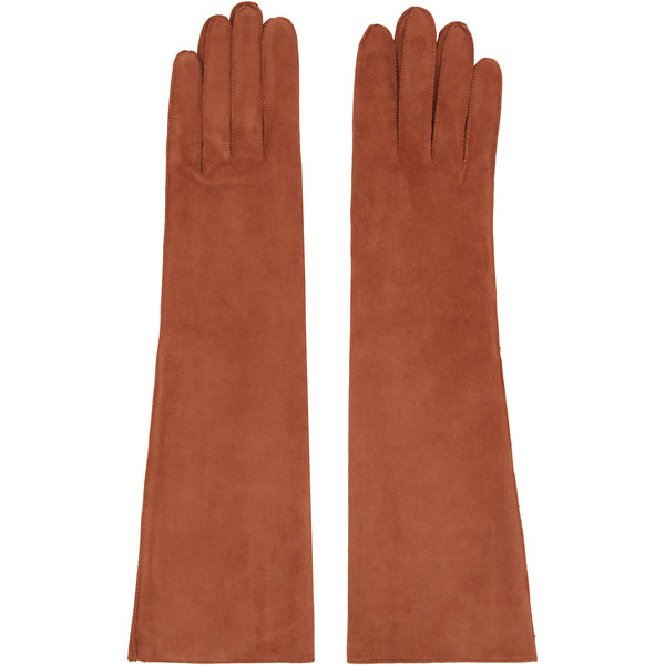  Lanvin Brown Long Slim Suede Gloves 