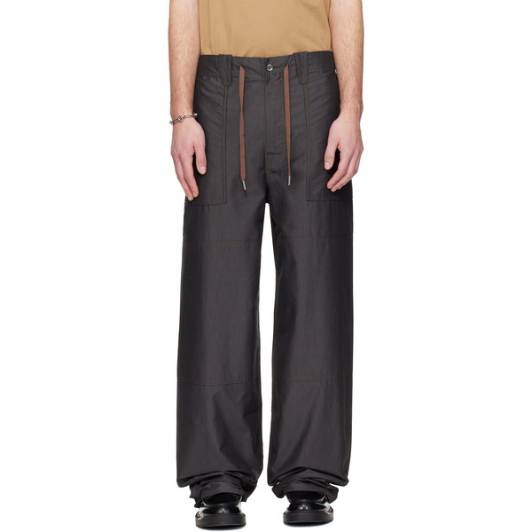  Lanvin Gray Wide-leg Chambray Cargo Pants 