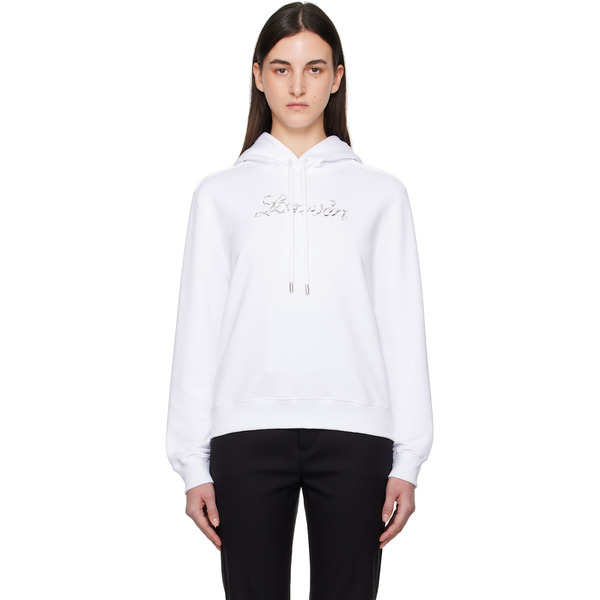  Lanvin White 'lanvin' Bead Embroidered Hoodie 