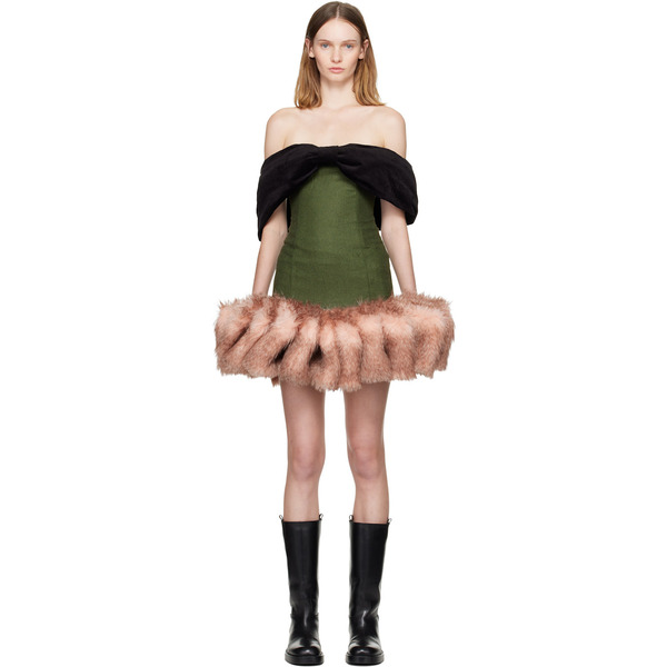  Laura Andraschko Green & Pink Bow Loden Minidress 