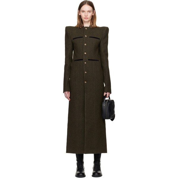  Laura Andraschko Khaki Pagoda Loden Maxi Coat 