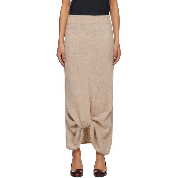  Lauren Manoogian Beige Knot Midi Skirt 