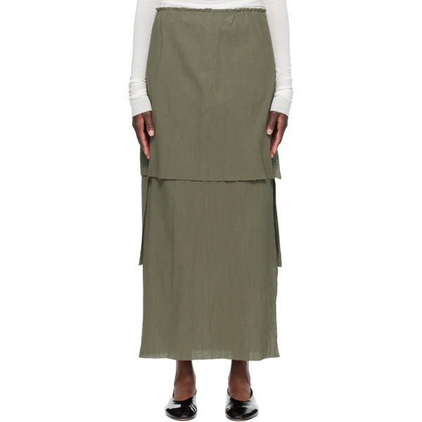  Lauren Manoogian Khaki Raw Layer Maxi Skirt 