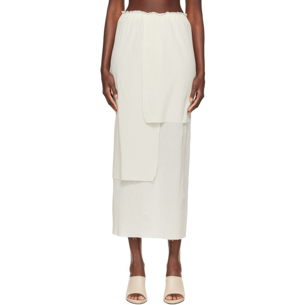  Lauren Manoogian Off-white Raw Layer Maxi Skirt 