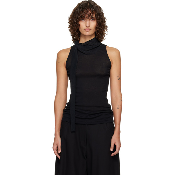  Le17septembre Black Scarf Sleeveless Jersey Top 