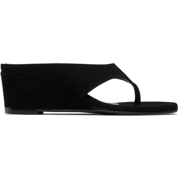  Le17septembre Black Suede Wedge Heeled Sandals 