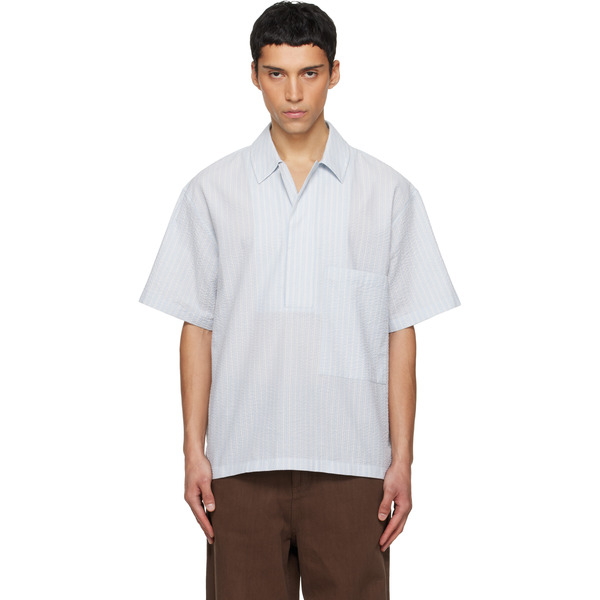  Le17septembre Blue Pullover Seersucker Shirt 