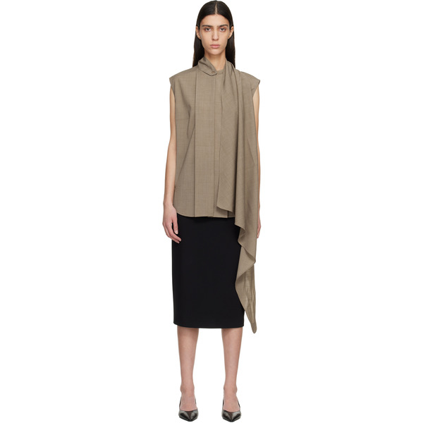  Le17septembre Brown Cape Sleeveless Blouse 