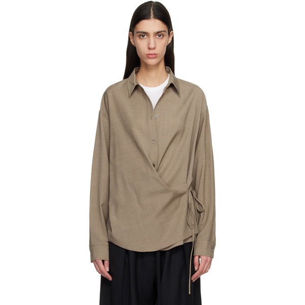 Le17septembre Brown Side Twisted Shirt 