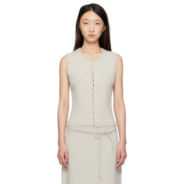  Le17septembre Gray Button Down Knit Tank Top 