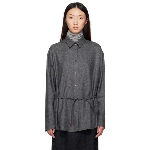  Le17septembre Gray Oversized Belted Shirt 