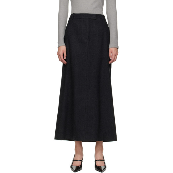  Le17septembre Gray Wool Tailored Maxi Skirt 