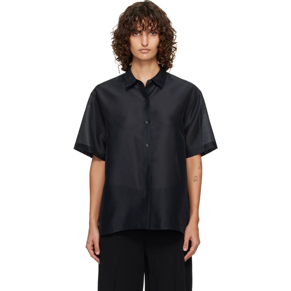  Le17septembre Navy Sheer Structured Shirt 