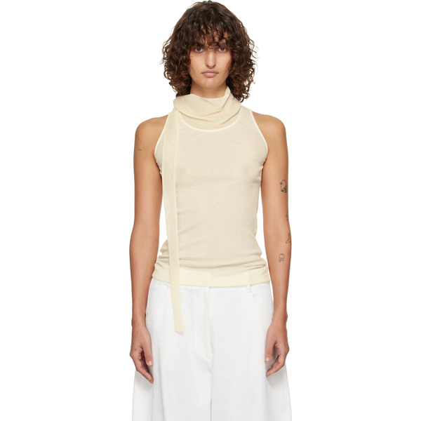  Le17septembre Off-white Scarf Sleeveless Jersey Top 