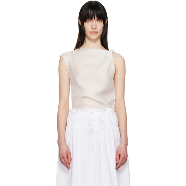  Le17septembre White Asymmetrical Draped Tank Top 