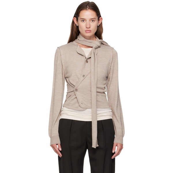  Lemaire Beige Scarf Twisted Cardigan 