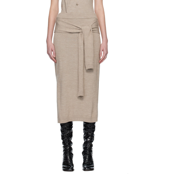  Lemaire Beige Trompe L'oeil Midi Skirt 