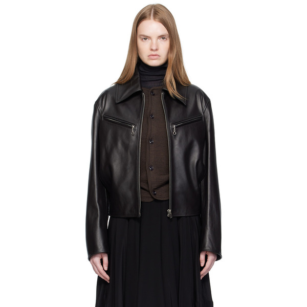 Lemaire Brown Boxy Leather Blouson Jacket 