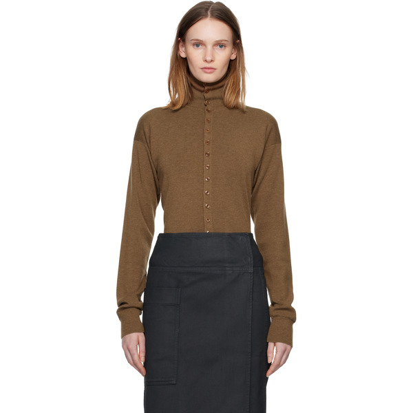  Lemaire Brown Buttoned Fitted Cardigan 