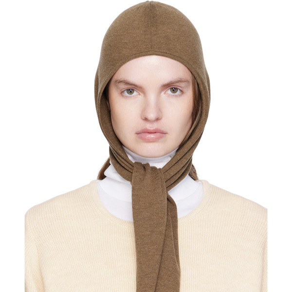  Lemaire Brown Fine Wool Head Scarf Hood 