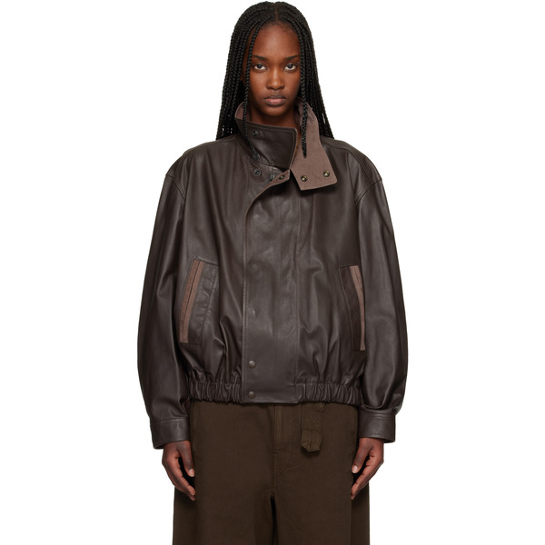  Lemaire Brown Soft Blouson Leather Jacket 