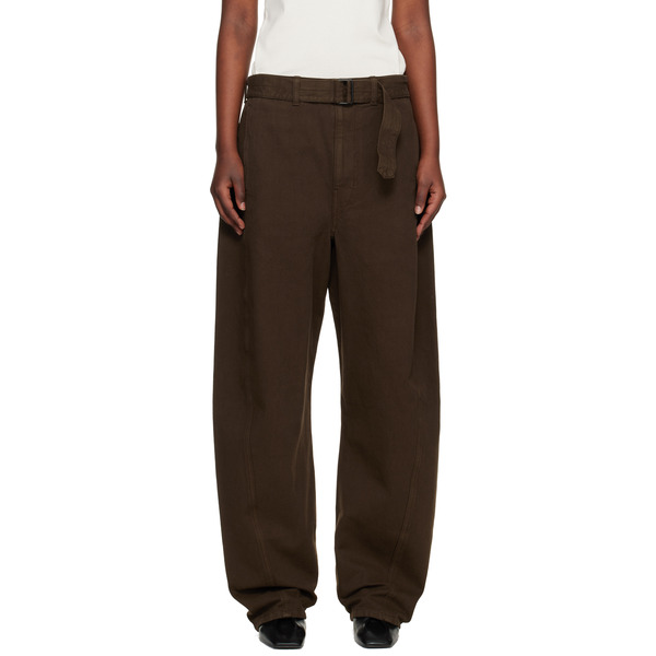  Lemaire Brown Twisted Belted Jeans 