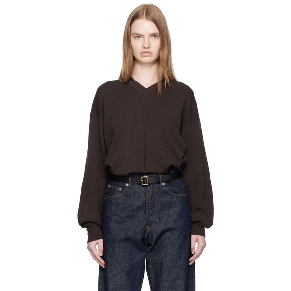  Lemaire Brown V Neck Sweater 