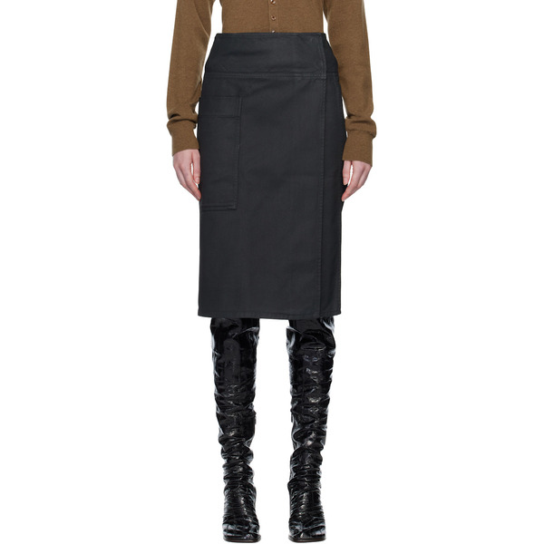  Lemaire Gray Apron Denim Midi Skirt 