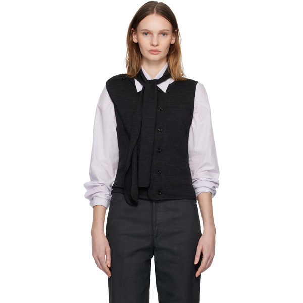  Lemaire Gray Asymmetrical Sleeveless Cardigan 