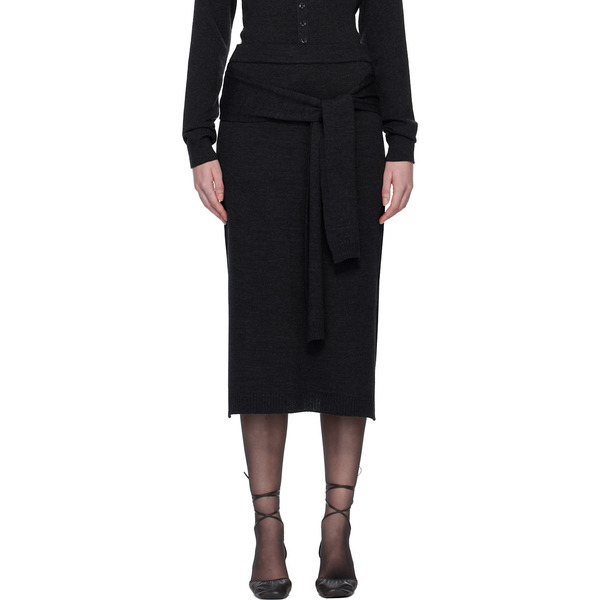  Lemaire Gray Trompe L'oeil Midi Skirt 