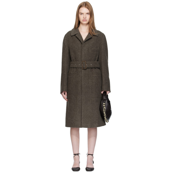  Lemaire Khaki Belted Tailored Coat 