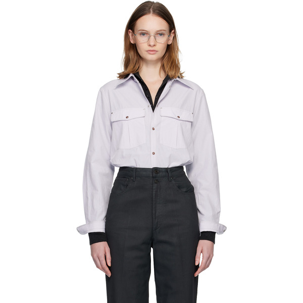  Lemaire Purple Chest-pocket Fitted Shirt 