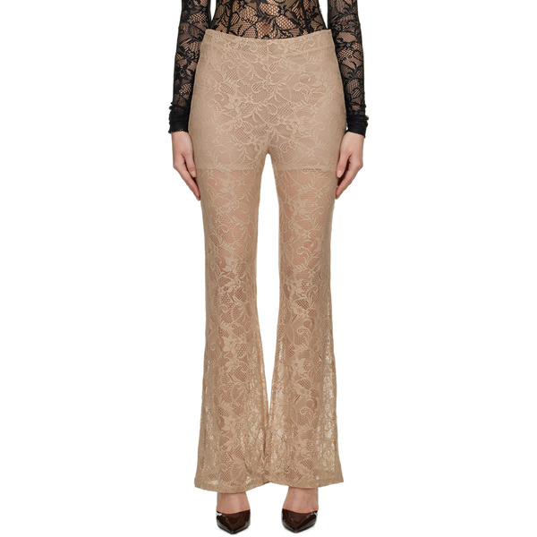  Lesugiatelier Beige Floral Leggings 